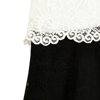 Mini girls black and white lace dress